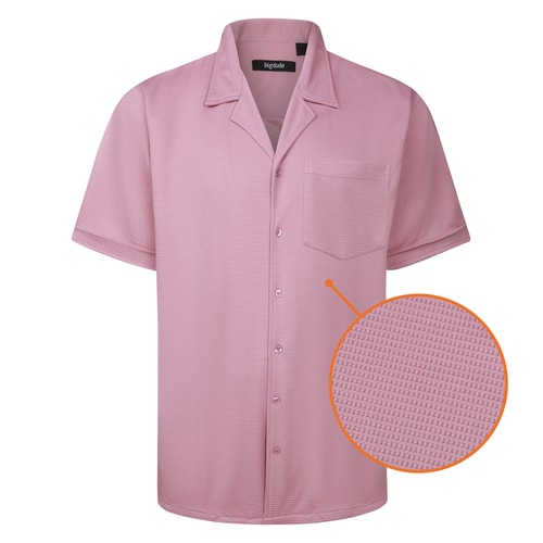 Bigdude Waffle Knit Short Sleeve Shirt Mauve